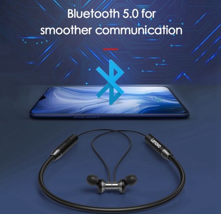 Lenovo HE05 Bluetooth 5.0 Wireless Earphones Magnetic Neckband ...